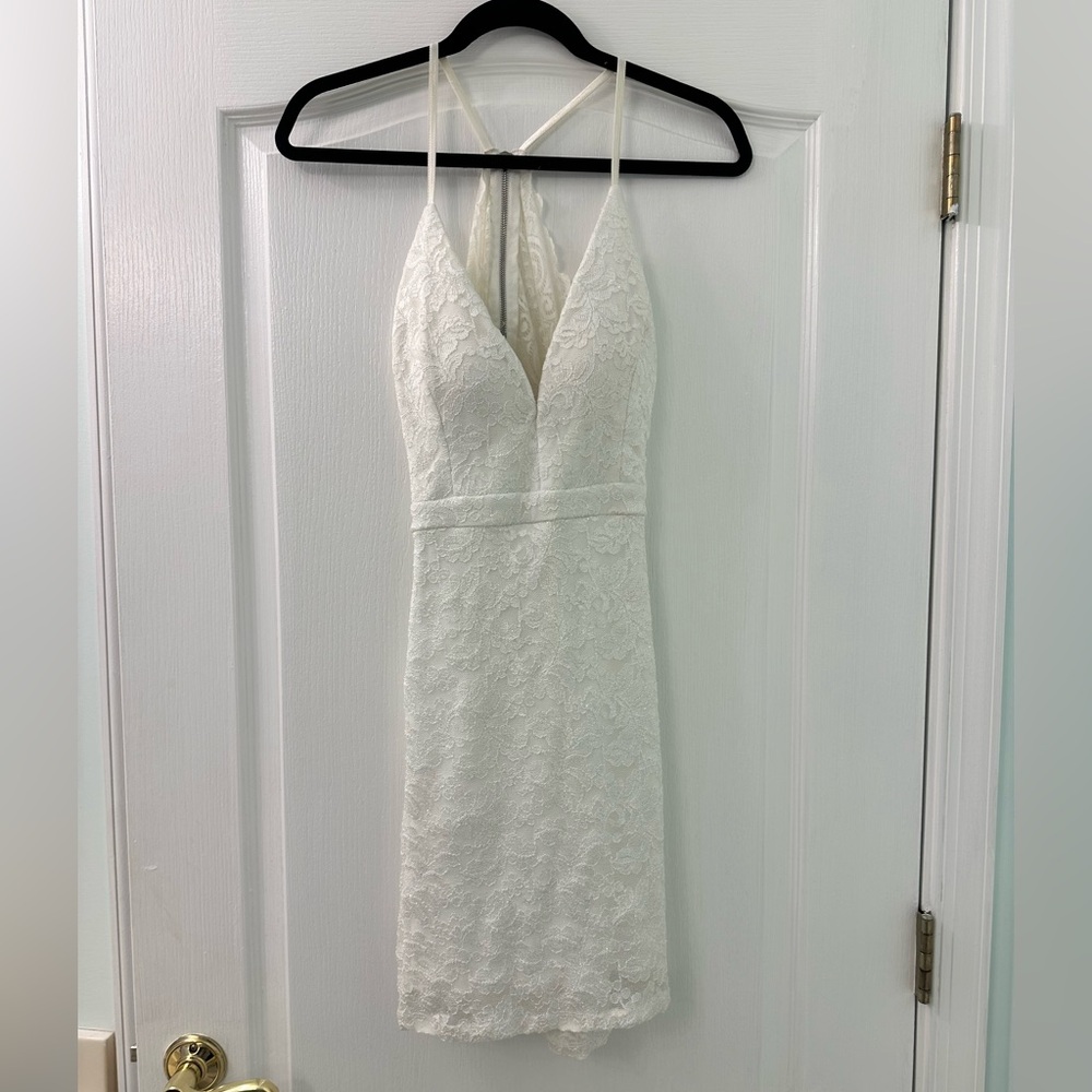 WHITE SPARKLE DRESS WITH OPEN BACK